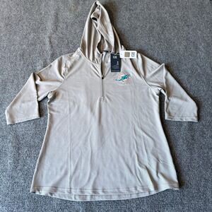 Cutter & Buck Miami Dolphins NFL Womens Grey Quarter Zip Hoodie Size Large NWT